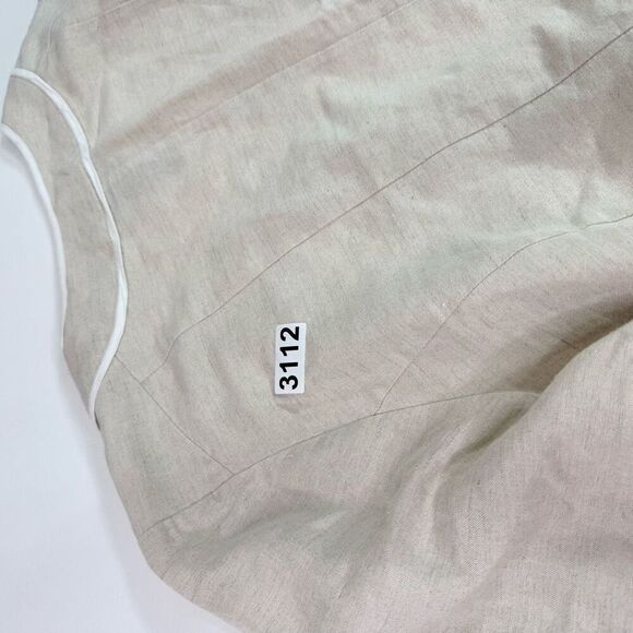 Catherines Blazer Jacket Womens 18/20W tan 3/4 Sleeve Linen Blend Piped Beaded - Picture 6 of 8